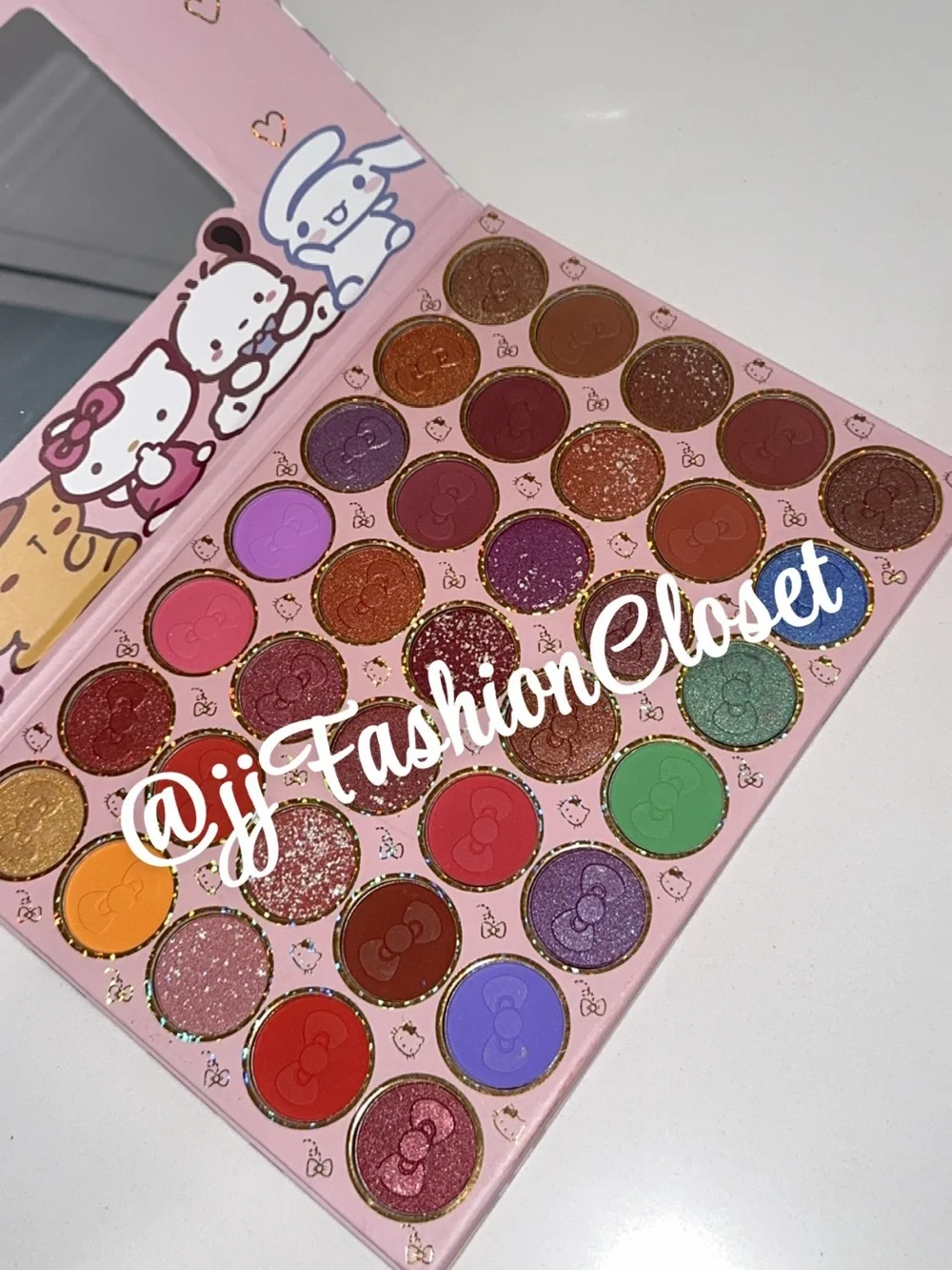 Cute Sanrio Friends Makeup Palette with Pink and Yellow Accents bundle